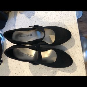 Black suede American eagle heels